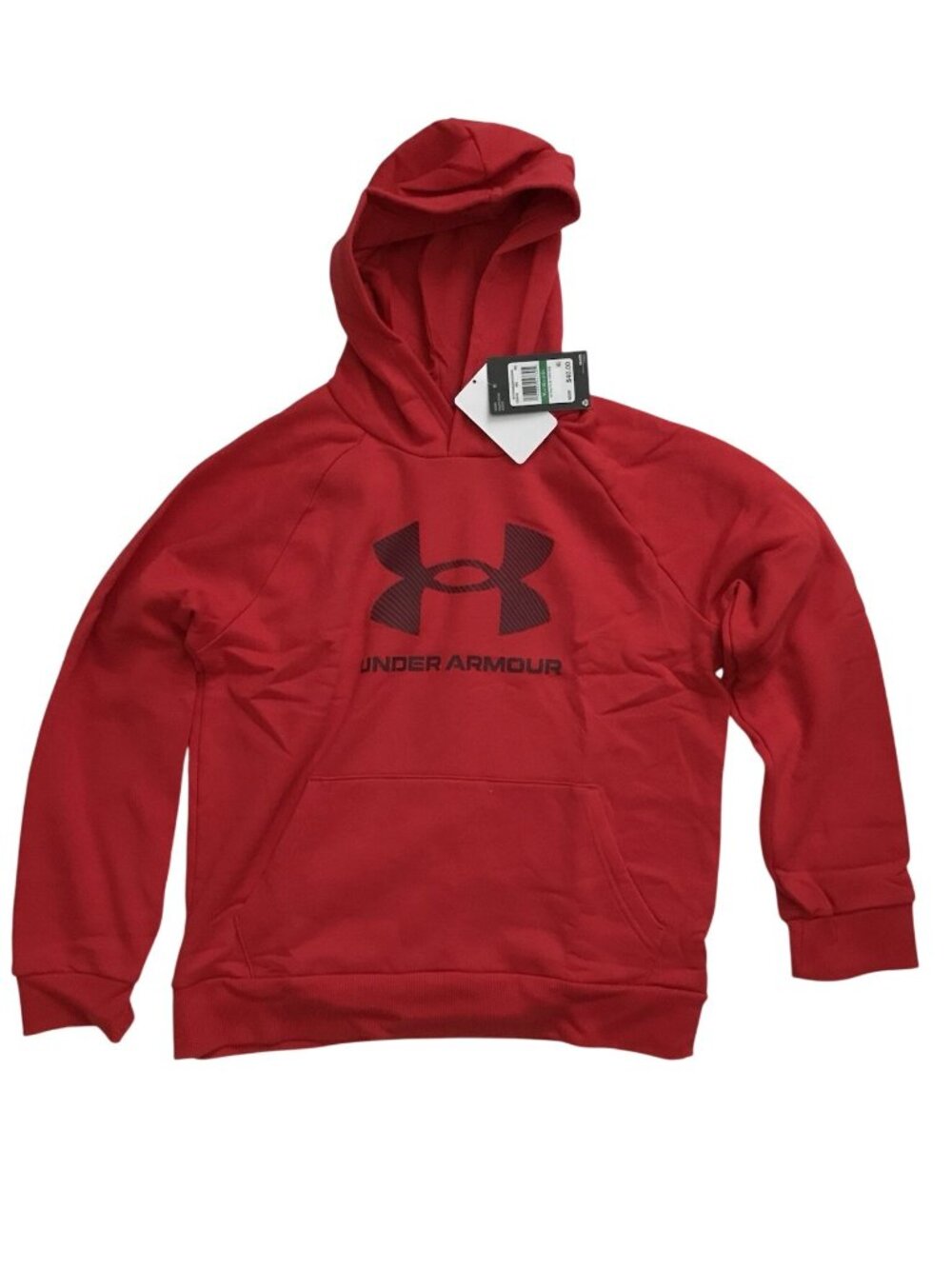 Under Armour Boy's Size Youth L Red Long Sleeve Fleece Lined Pullover Hoodie